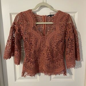 Rust Lace Crochet Top